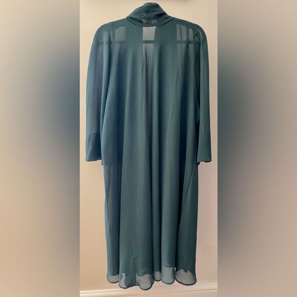 Vintage Boho Handmade Anonymous Emerald Green Ruffle Evening Jacket Duster L/XL - Picture 2 of 7
